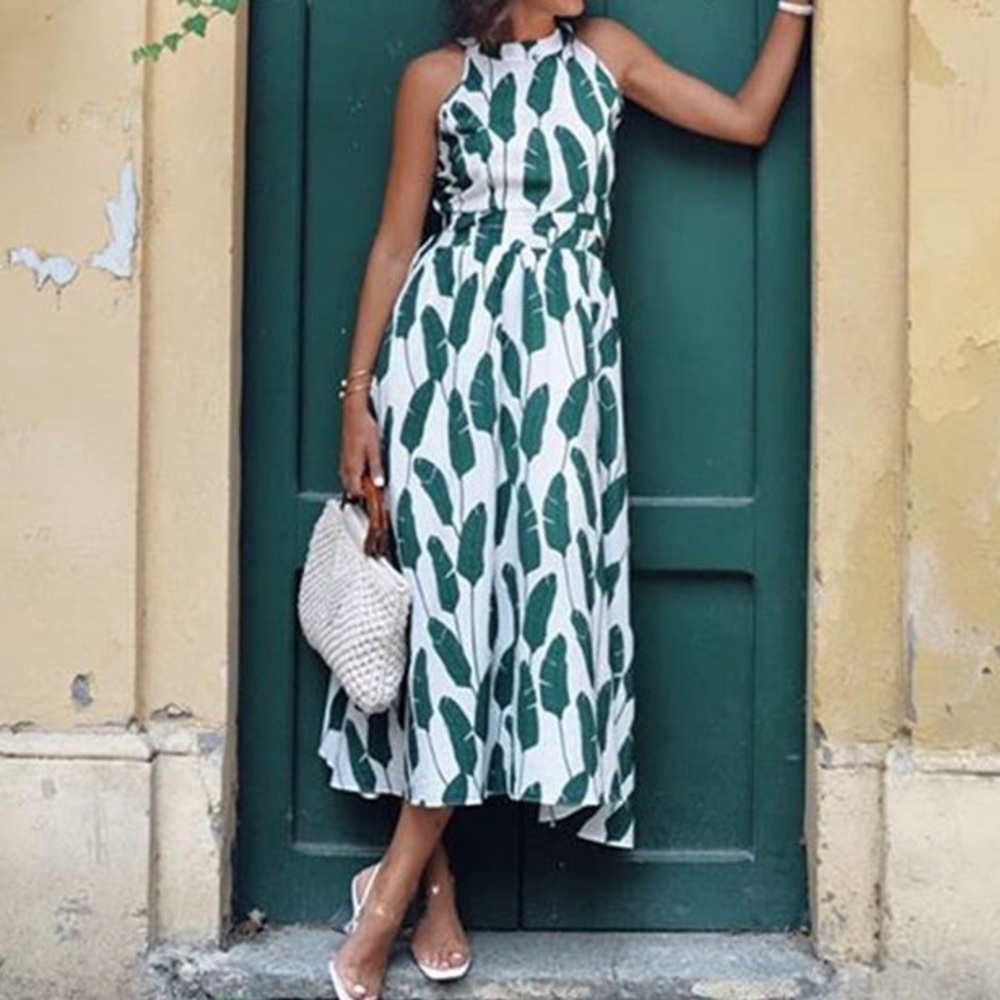 Chicwish palm leaf print dress